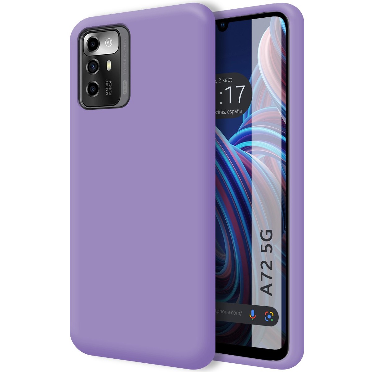 Funda Silicona Líquida Ultra Suave para Zte Blade A72 5G color Morada