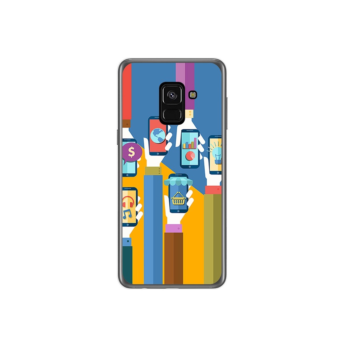 Funda Gel Tpu para Samsung Galaxy A8 (2018) Diseño Apps Dibujos