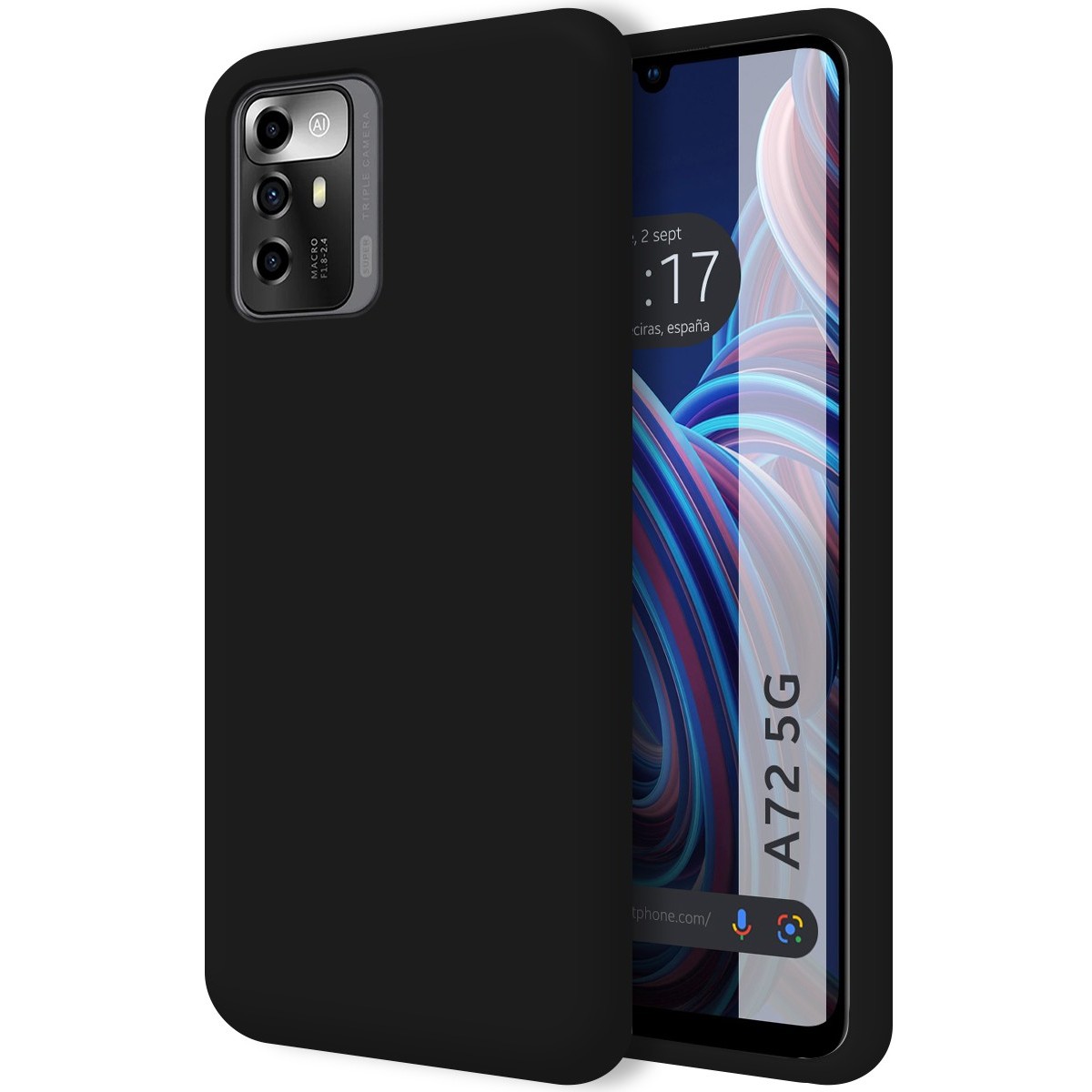Funda Silicona Líquida Ultra Suave para Zte Blade A72 5G color Negra