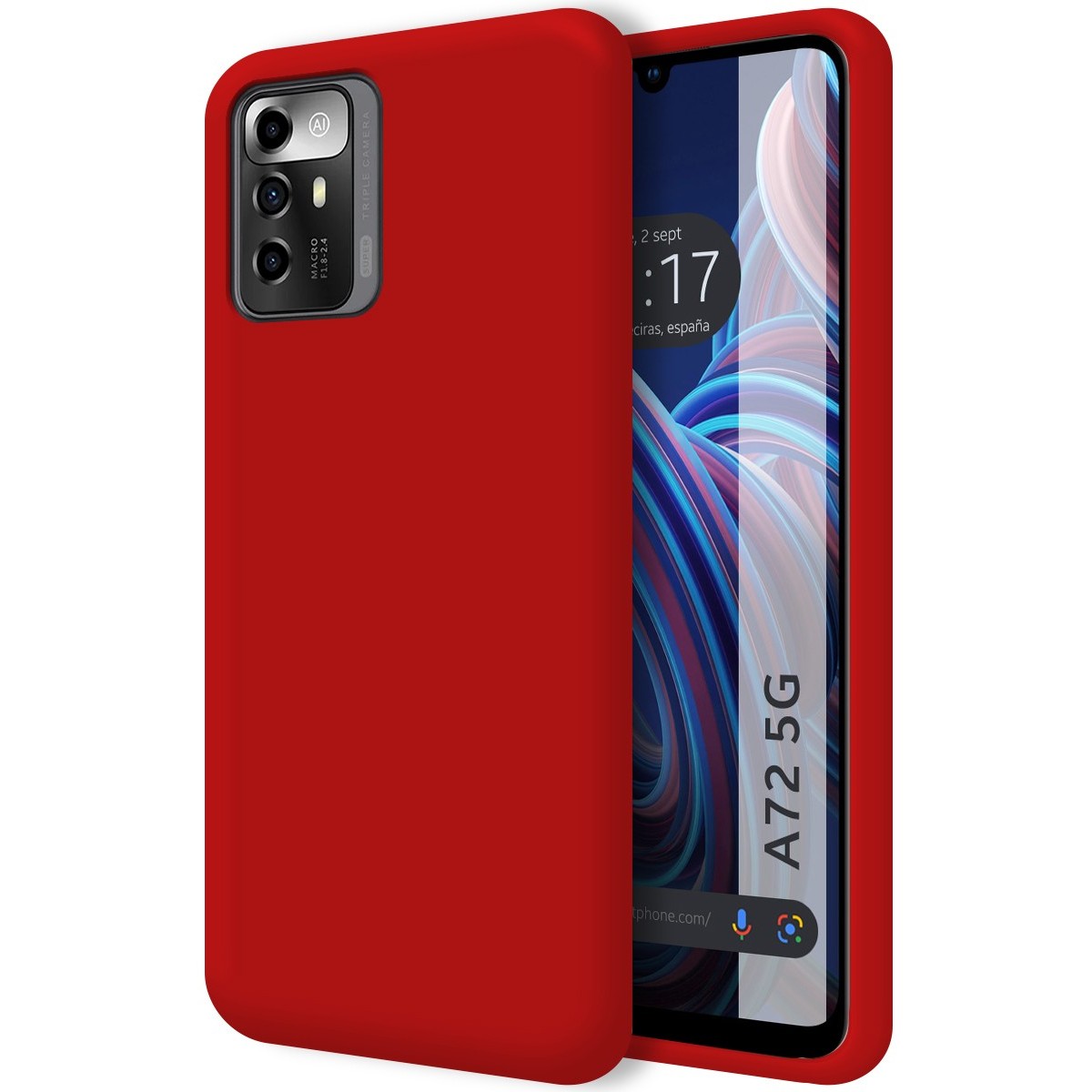 Funda Silicona Líquida Ultra Suave para Zte Blade A72 5G color Roja