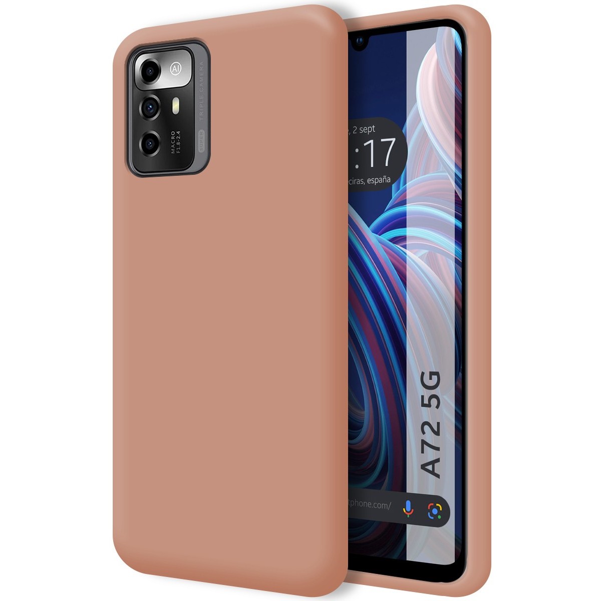 Funda Silicona Líquida Ultra Suave para Zte Blade A72 5G color Rosa