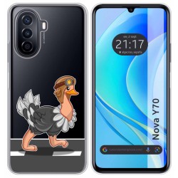 Funda Silicona Transparente para Huawei Nova Y70 diseño Avestruz Dibujos