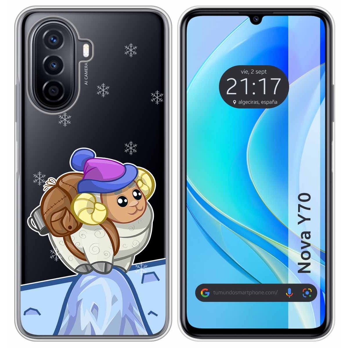 Funda Silicona Transparente para Huawei Nova Y70 diseño Cabra Dibujos