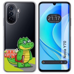Funda Silicona Transparente para Huawei Nova Y70 diseño Coco Dibujos