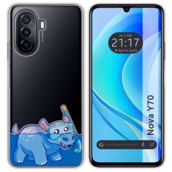 Funda Silicona Transparente para Huawei Nova Y70 diseño Hipo Dibujos