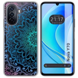Funda Silicona Transparente para Huawei Nova Y70 diseño Mandala Dibujos