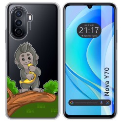 Funda Silicona Transparente para Huawei Nova Y70 diseño Mono Dibujos