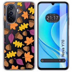 Funda Silicona Transparente para Huawei Nova Y70 diseño Otoño Dibujos