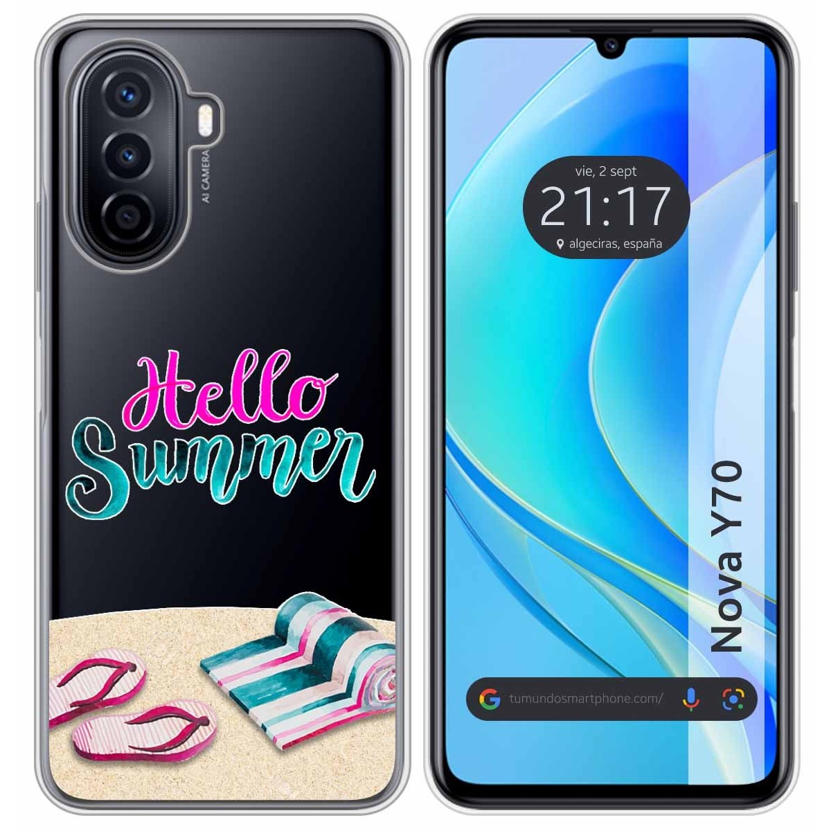 Funda Silicona Transparente para Huawei Nova Y70 diseño Summer Dibujos