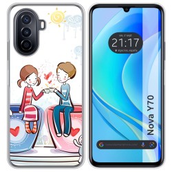 Funda Silicona para Huawei Nova Y70 diseño Café Dibujos