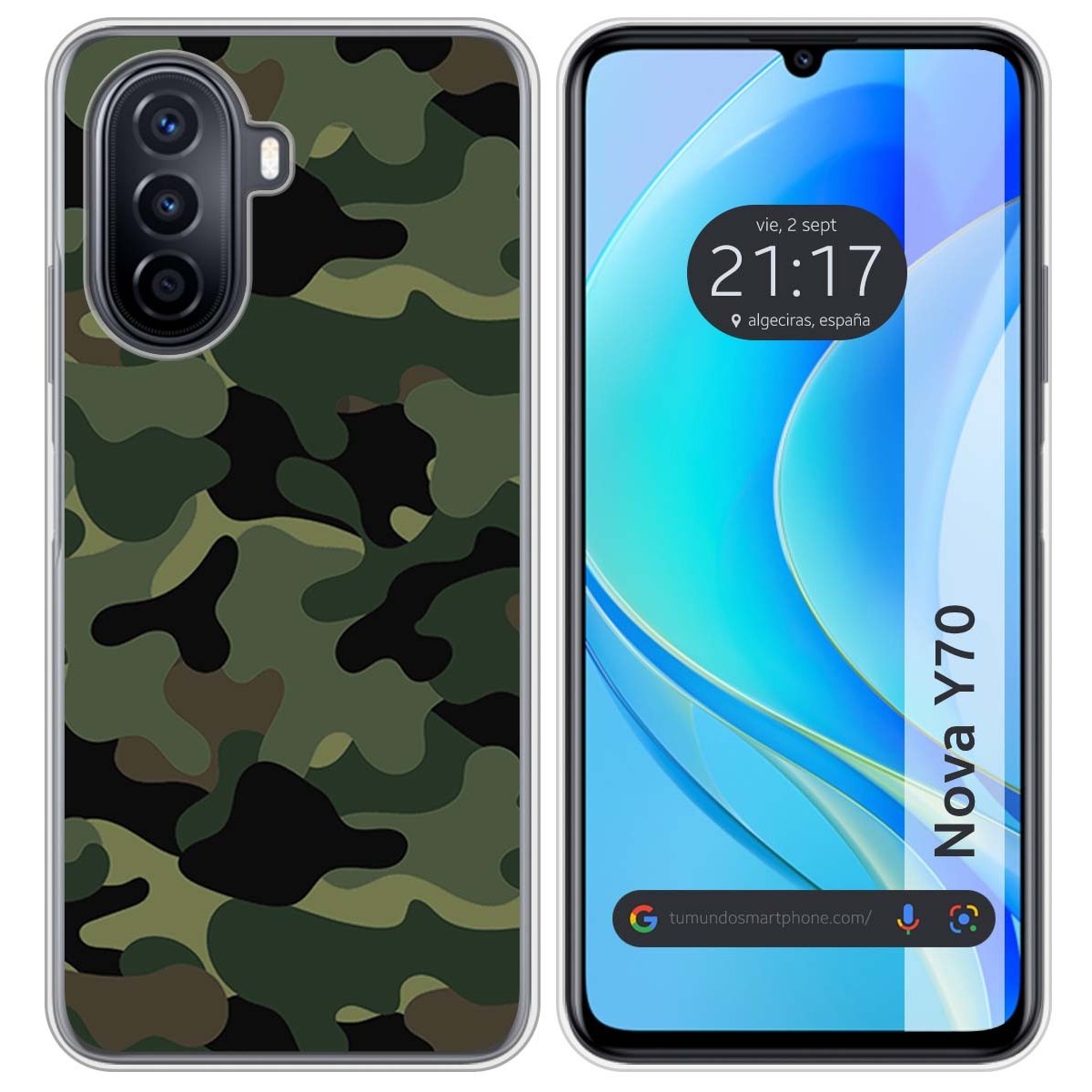 Funda Silicona para Huawei Nova Y70 diseño Camuflaje Dibujos