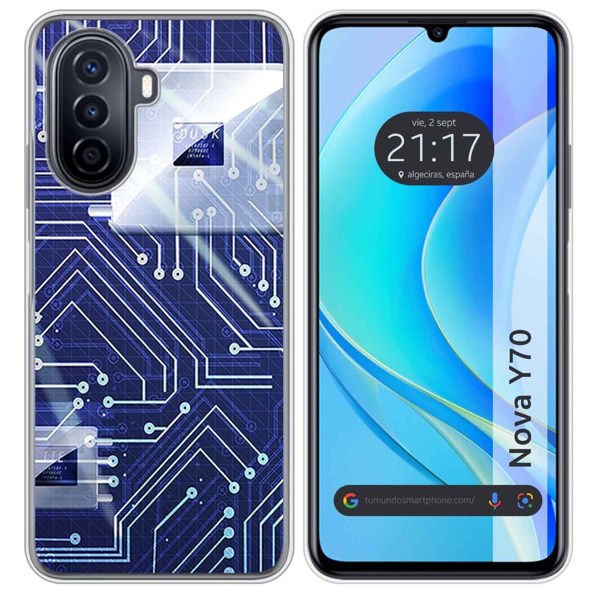 Funda Silicona para Huawei Nova Y70 diseño Circuito Dibujos