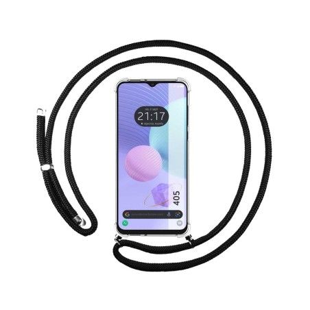 Funda Colgante Transparente para TCL 405 con Cordon Negro