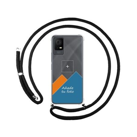 Personaliza tu Funda Colgante Transparente para TCL 405 con Cordon Negro Dibujo Personalizada