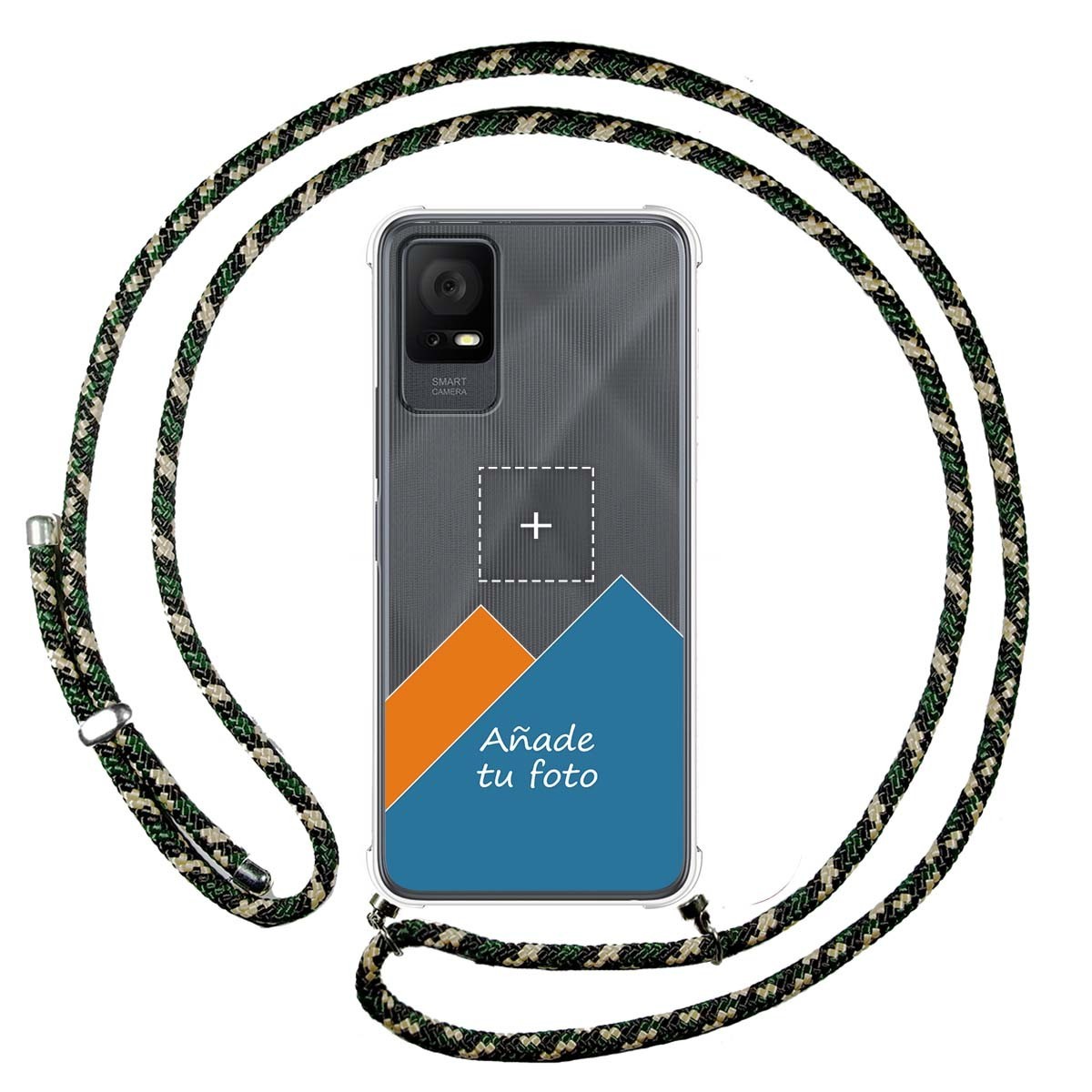 Personaliza tu Funda Colgante Transparente para TCL 405 con Cordon Verde / Dorado Dibujo Personalizada