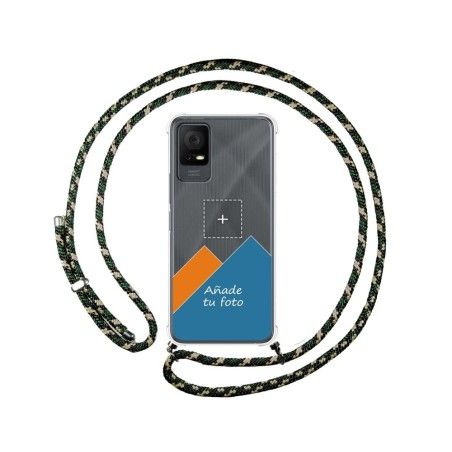Personaliza tu Funda Colgante Transparente para TCL 405 con Cordon Verde / Dorado Dibujo Personalizada