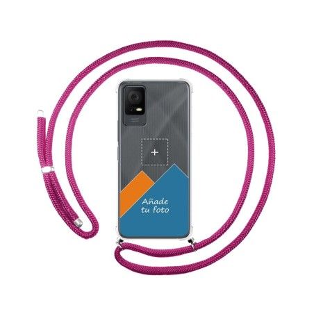 Personaliza tu Funda Colgante Transparente para TCL 405 con Cordon Rosa Fucsia Dibujo Personalizada