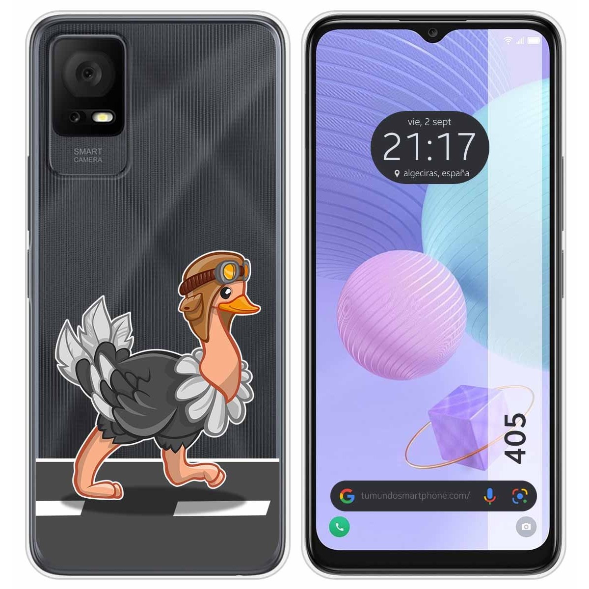 Funda Silicona Transparente para TCL 405 diseño Avestruz Dibujos