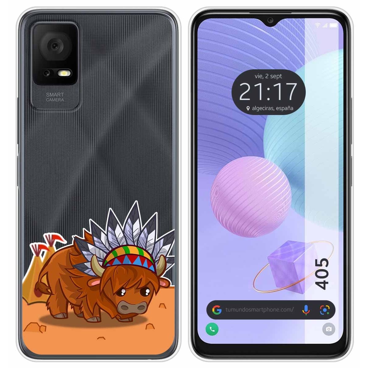 Funda Silicona Transparente para TCL 405 diseño Bufalo Dibujos
