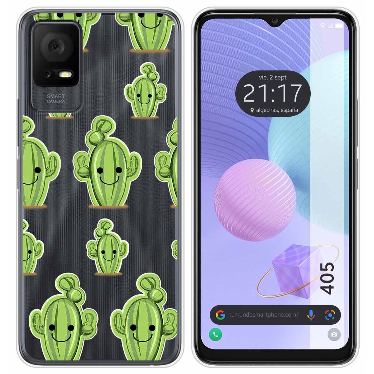 Funda Silicona Transparente para TCL 405 diseño Cactus Dibujos