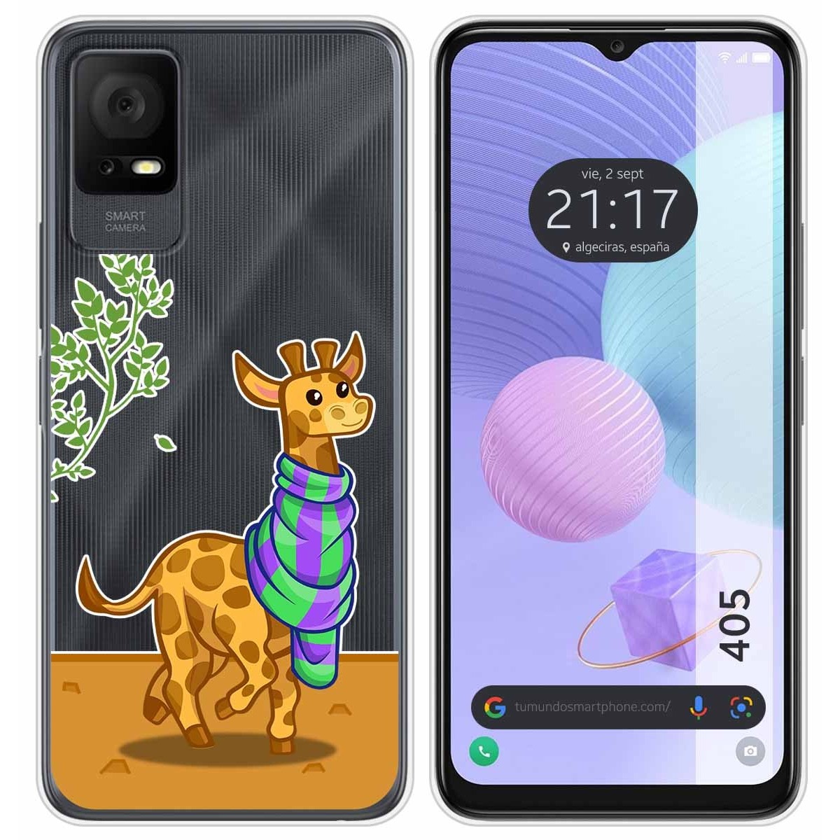 Funda Silicona Transparente para TCL 405 diseño Jirafa Dibujos