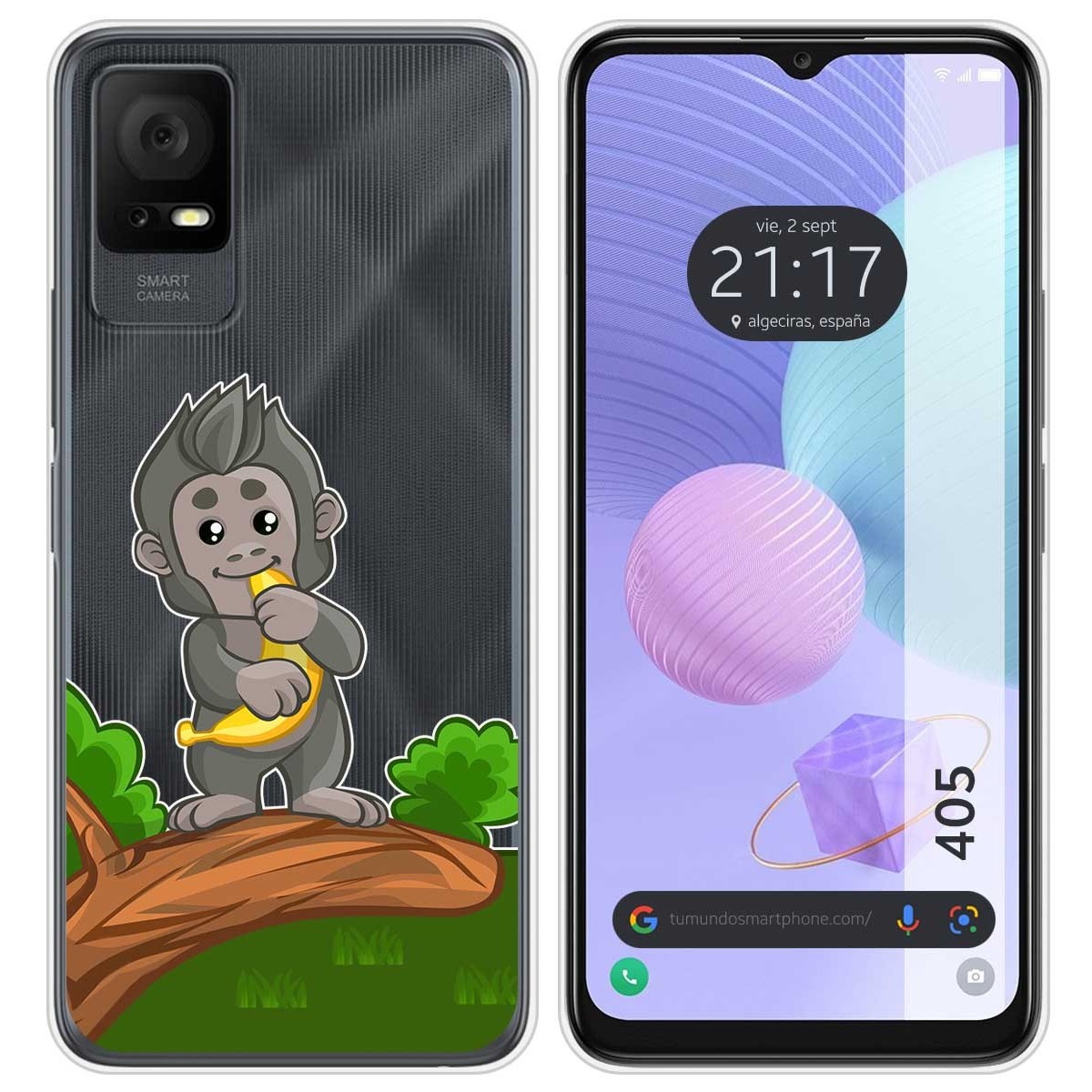 Funda Silicona Transparente para TCL 405 diseño Mono Dibujos