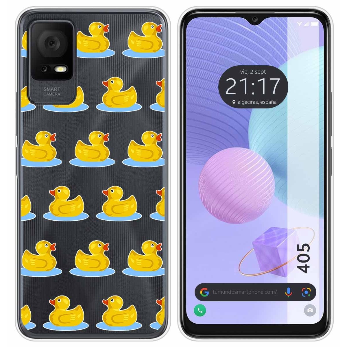 Funda Silicona Transparente para TCL 405 diseño Pato Dibujos