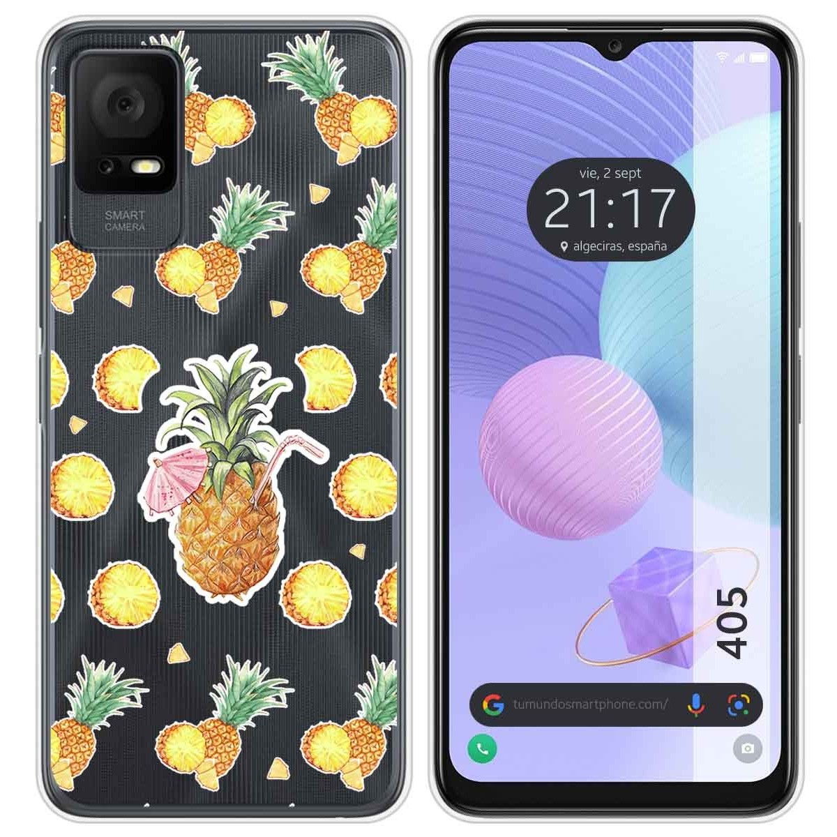 Funda Silicona Transparente para TCL 405 diseño Piña Dibujos