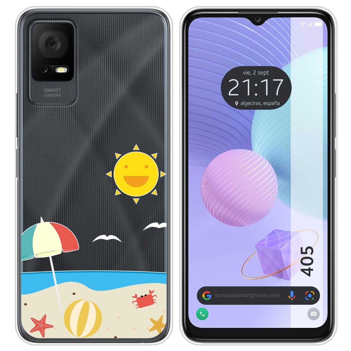 Funda Silicona Transparente para TCL 405 diseño Playa Dibujos