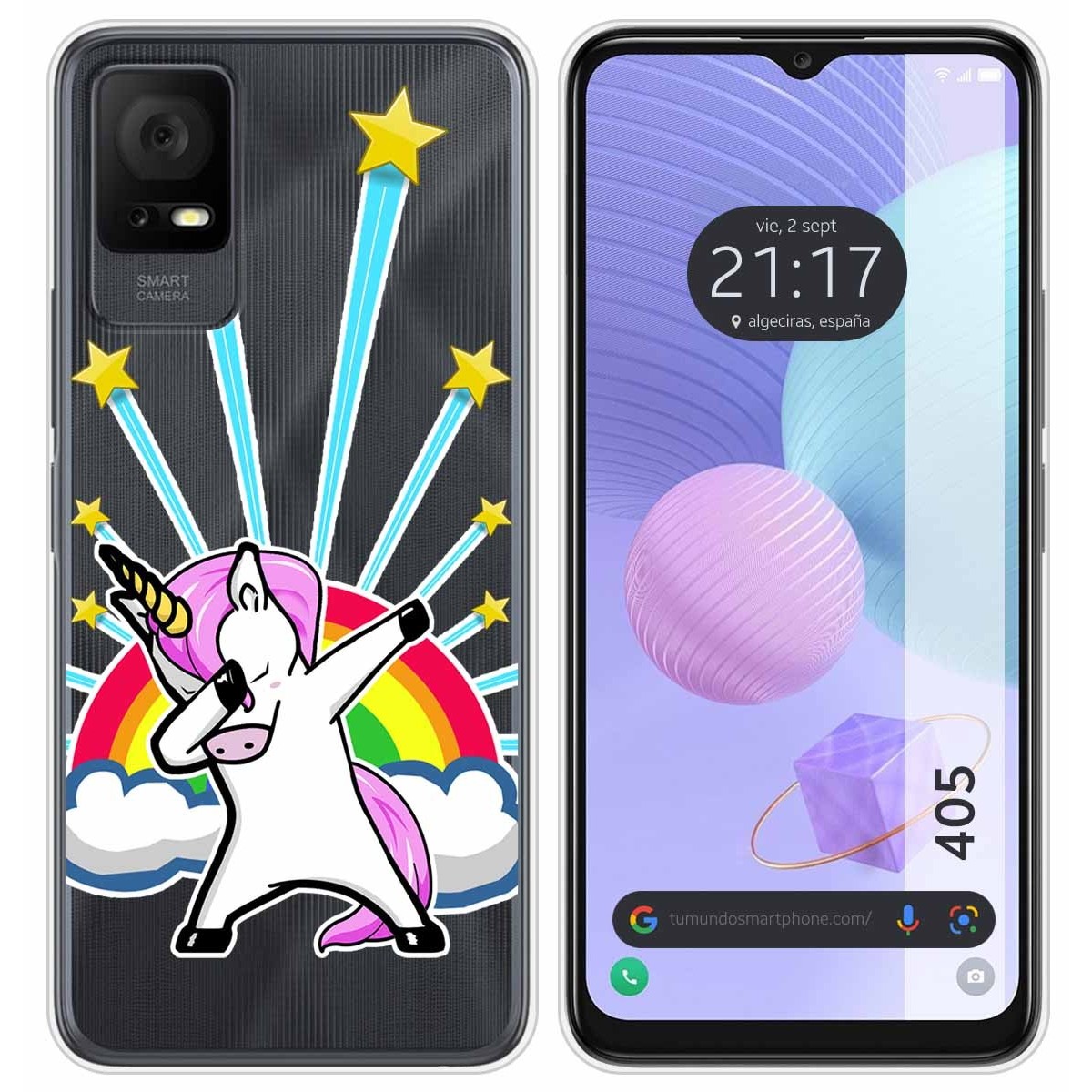 Funda Silicona Transparente para TCL 405 diseño Unicornio Dibujos