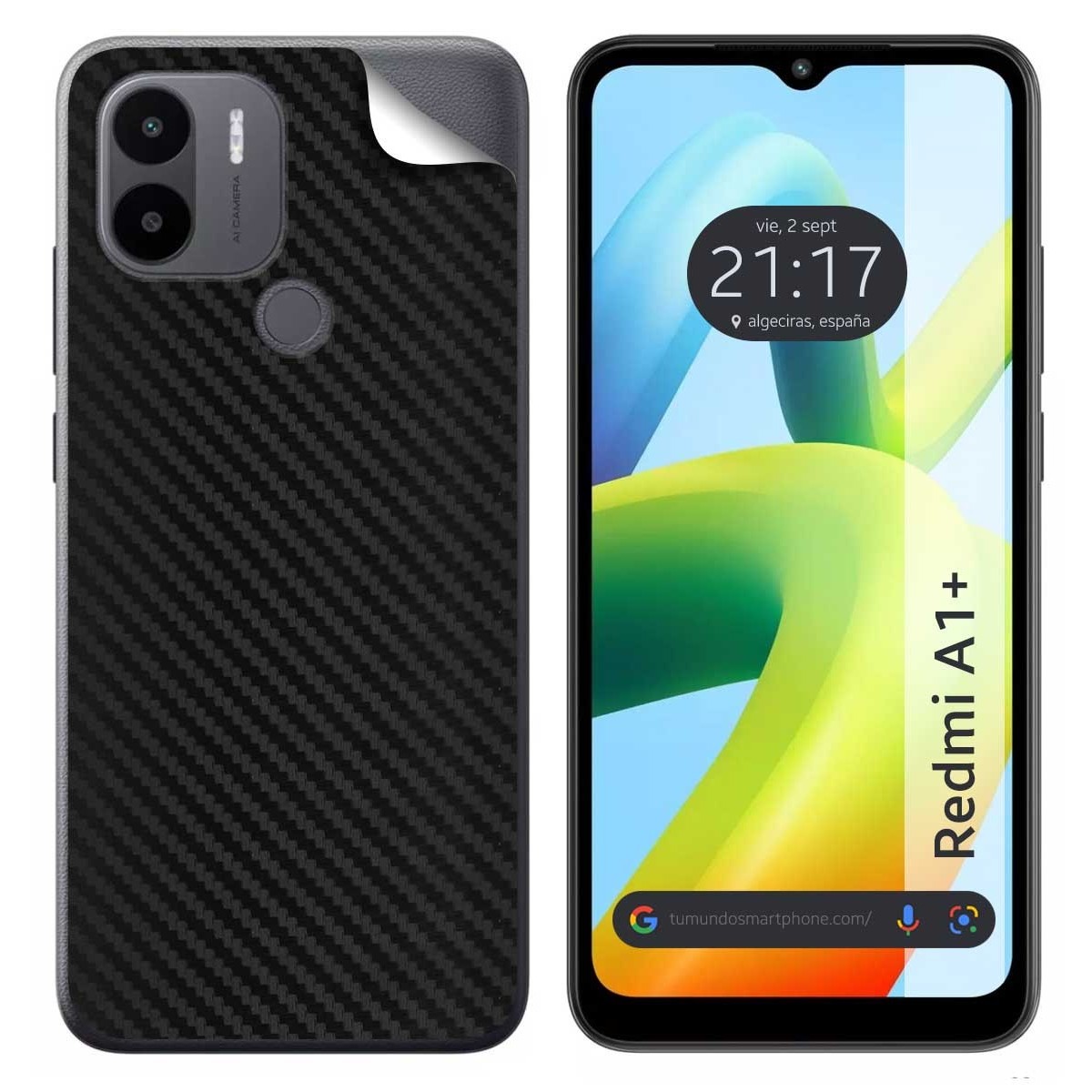 Pegatina Vinilo Autoadhesiva Textura Carbono para Xiaomi Redmi A1 Plus