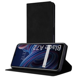 Funda Polipiel con tarjetero para ZTE Blade A72 color Negra