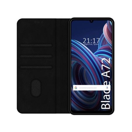 Funda Polipiel con tarjetero para ZTE Blade A72 color Negra