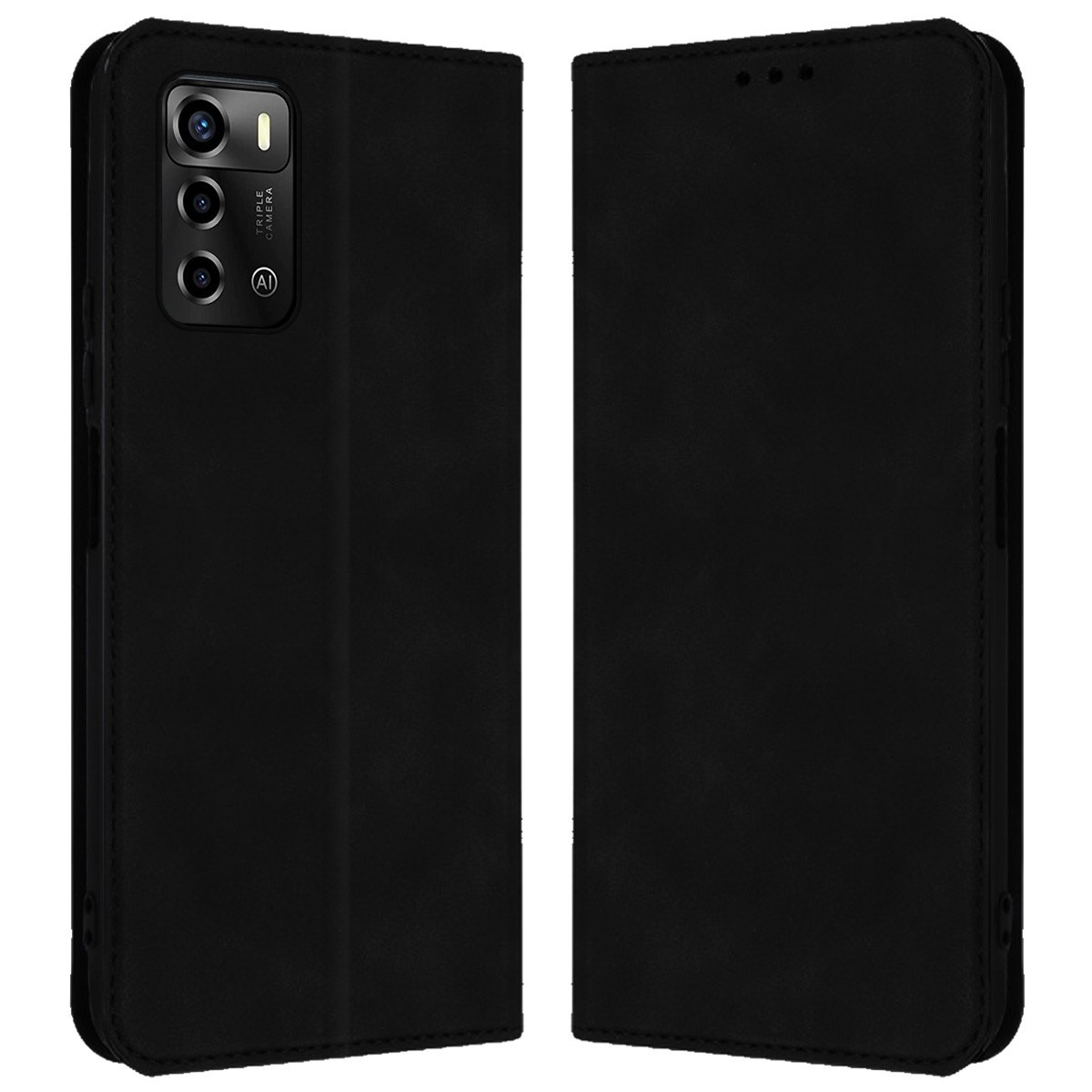 Funda Polipiel con tarjetero para ZTE Blade A72 color Negra