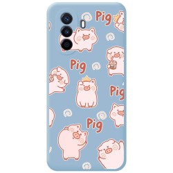 Funda Silicona Líquida Azul para Huawei Nova Y70 diseño Cerdos Dibujos