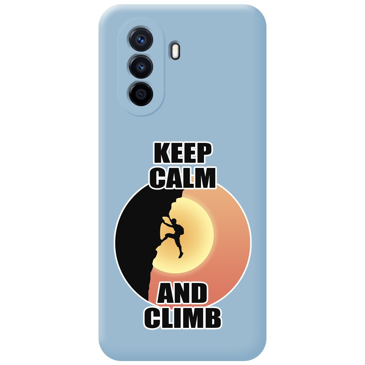 Funda Silicona Líquida Azul para Huawei Nova Y70 diseño Hombre Escalada Dibujos