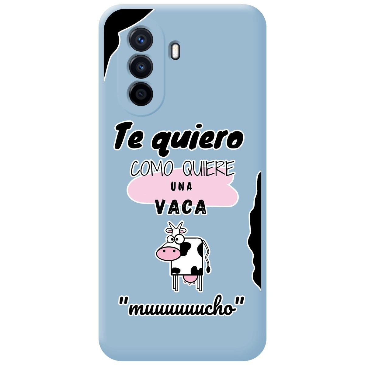 Funda Silicona Líquida Azul para Huawei Nova Y70 diseño Vaca Dibujos