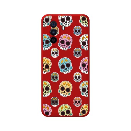Funda Silicona Líquida Roja para Huawei Nova Y70 diseño Catrina Dibujos