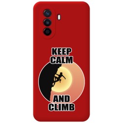 Funda Silicona Líquida Roja para Huawei Nova Y70 diseño Mujer Escalada Dibujos