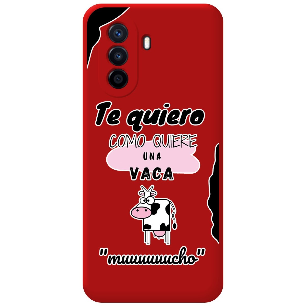 Funda Silicona Líquida Roja para Huawei Nova Y70 diseño Vaca Dibujos