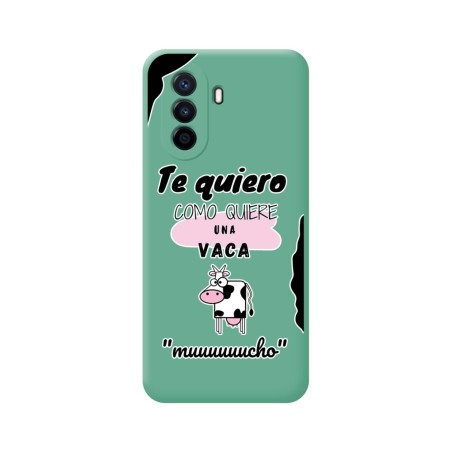 Funda Silicona Líquida Verde para Huawei Nova Y70 diseño Vaca Dibujos