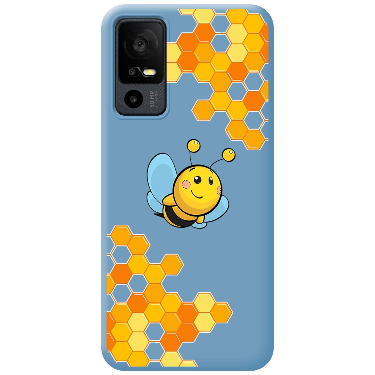 Funda Silicona Líquida Azul para TCL 40 R 5G diseño Abeja Dibujos