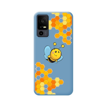 Funda Silicona Líquida Azul para TCL 40 R 5G diseño Abeja Dibujos
