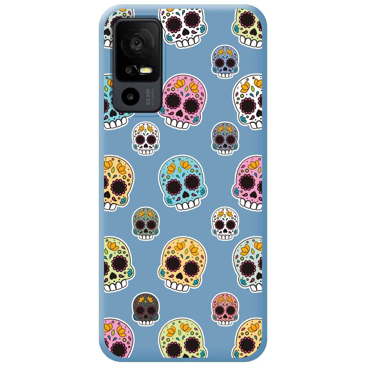 Funda Silicona Líquida Azul para TCL 40 R 5G diseño Catrina Dibujos