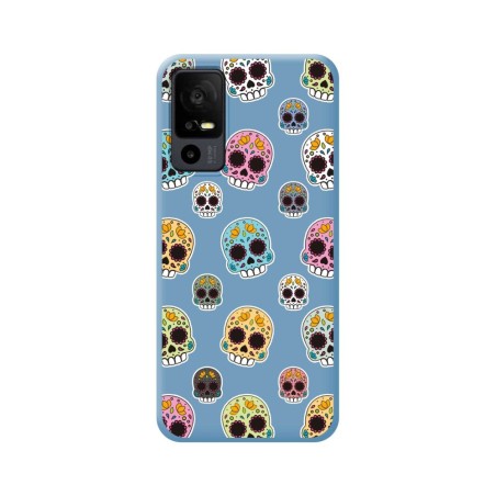 Funda Silicona Líquida Azul para TCL 40 R 5G diseño Catrina Dibujos
