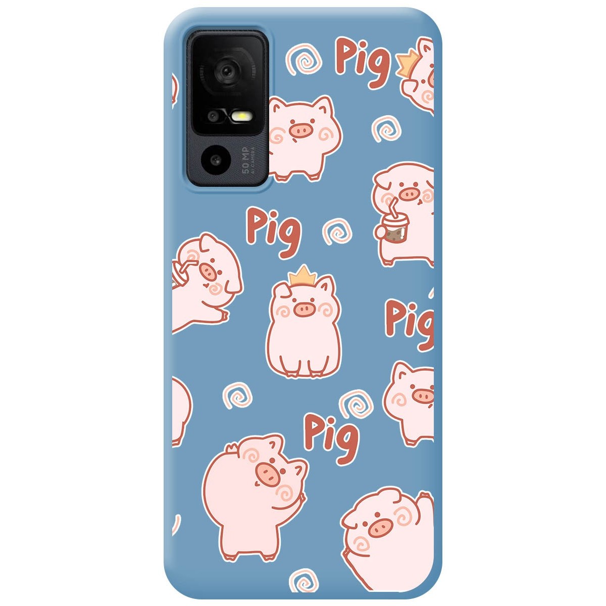 Funda Silicona Líquida Azul para TCL 40 R 5G diseño Cerdos Dibujos