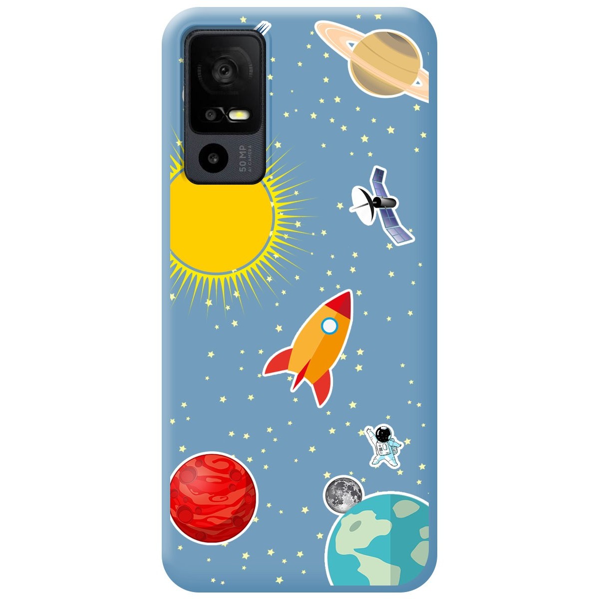 Funda Silicona Líquida Azul para TCL 40 R 5G diseño Espacio Dibujos