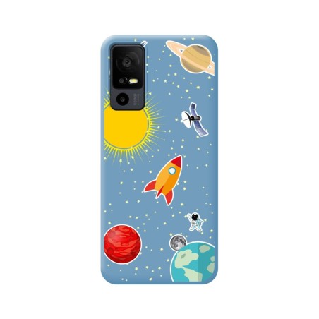 Funda Silicona Líquida Azul para TCL 40 R 5G diseño Espacio Dibujos