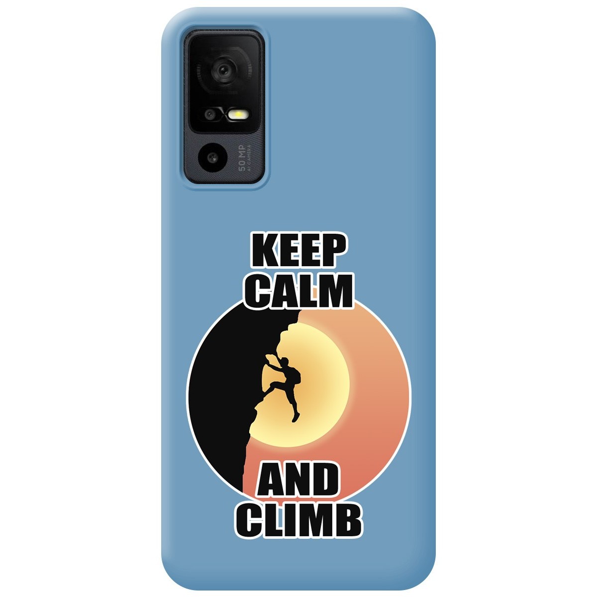 Funda Silicona Líquida Azul para TCL 40 R 5G diseño Hombre Escalada Dibujos