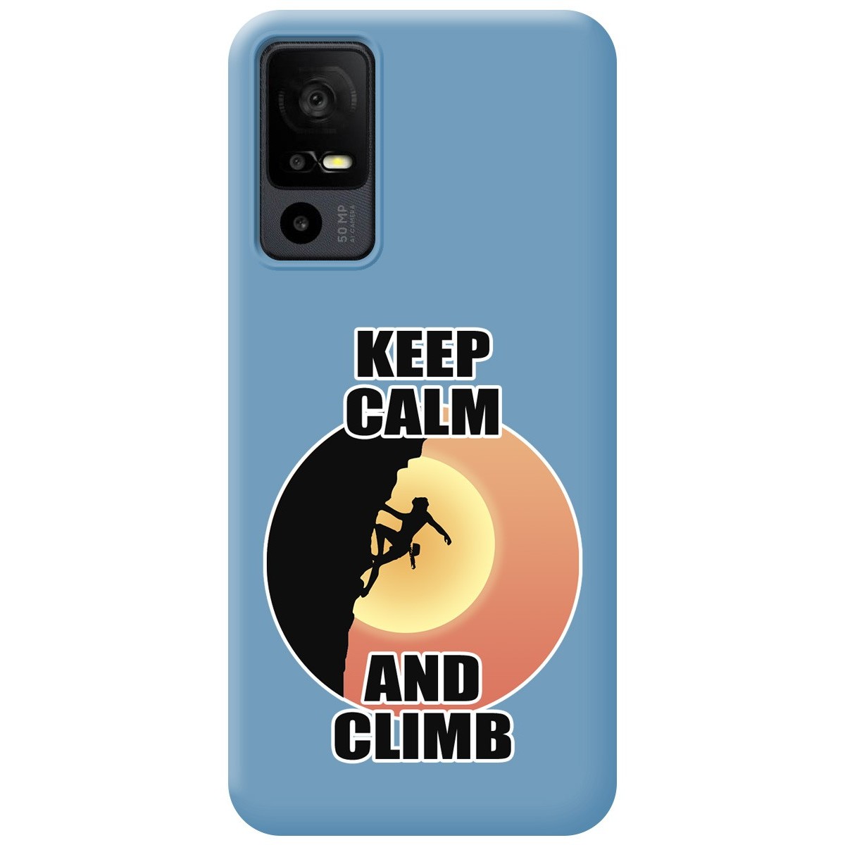 Funda Silicona Líquida Azul para TCL 40 R 5G diseño Mujer Escalada Dibujos